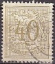 Belgium - 1951 - Numbers - 40 F - Creme - Numbers, Lion - Scott 413 - 0